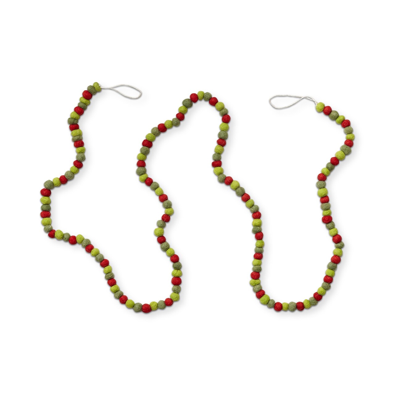 Heirloom Wool Ball Garland Red Multi Decorative Wall Garland for Holiday and Christmas Decor 72 in Long
